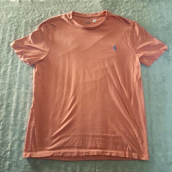 Ralph Lauren Soft Red Short Sleeve T-Shirt Crew Neck Size Large Slim Fit Cotton - Picture 1 of 6